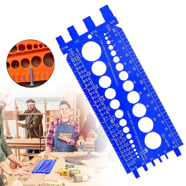 Thread Checker, Nut and Bolt Thread Checker, Bolt Size and Thread Gauge, Bolt Size Finder, Wall-Mountable Bolt Thread Identifier Gauge with Inch & MM Ruler, 8.66x3.35"