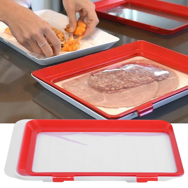 Keenso Food Sealing Tray Food Preservation Food Saver Food Storage Durable Non-Toxic Vacuum Food Tray For Party Freezer Home Kitchen Tool Refrigerator