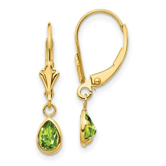 Primal Gold 14 Karat Yellow Gold 6x4mm August Peridot Earrings