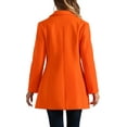 thumbnail image 3 of INSPIRE CHIC Women's Coat Solid Color Notched Lapel Single Breasted Winter Peacoat L Orange, 3 of 6