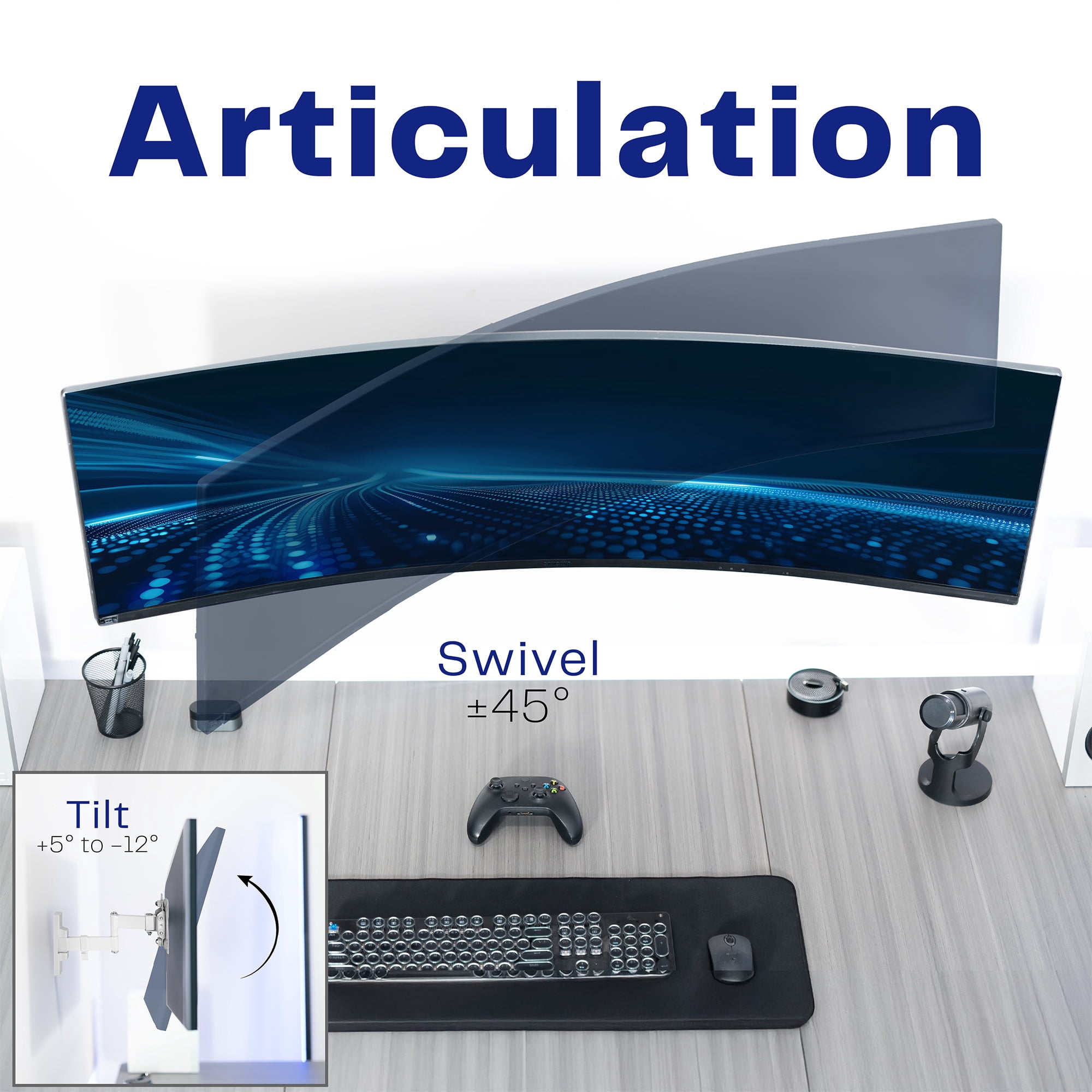 VIVO White Full Motion 13" to 49" Ultrawide Monitor Wall Mount
