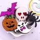 thumbnail image 2 of Tela de fieltro con purpurina colorida, Parche de dibujos animados, cabeza de Calavera, murciélago, Araña, calabaza, apliques de costura, lazo para el pelo, suministros de Halloween, 10 Uds., 2 of 4