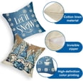 thumbnail image 3 of Warm Winter Wishes Decorative Throw Pillow Covers 18x18 Set of 4, Let It Snow Blue Gnome Pine Trees Cushion Case Decor, Snowflakes Seasonal Farmhouse Home Decoration for Sofa Couch, 3 of 5