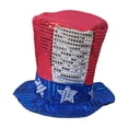 thumbnail image 3 of USA 250th Anniversary Hat​ Patriotic Top Hat Red White Stripes Shiny Sequin Detail Blue Star Field Classic Design Independence Day Celebration, 3 of 6