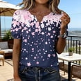 thumbnail image 2 of Women's Tops Floral V Neck Short Sleeve Button Shirts Summer Dressy Casual Blouses Plus Size Womens Clothing, 2 of 6