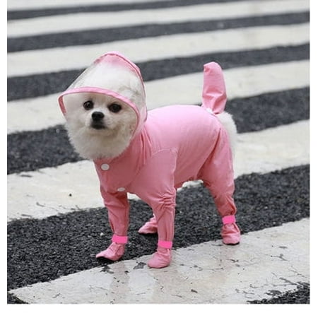 Dog Raincoat and Rain Shoes Set  Dog Raincoat with Rain Boots Set for Small Medium Dogs Pink  XXL
