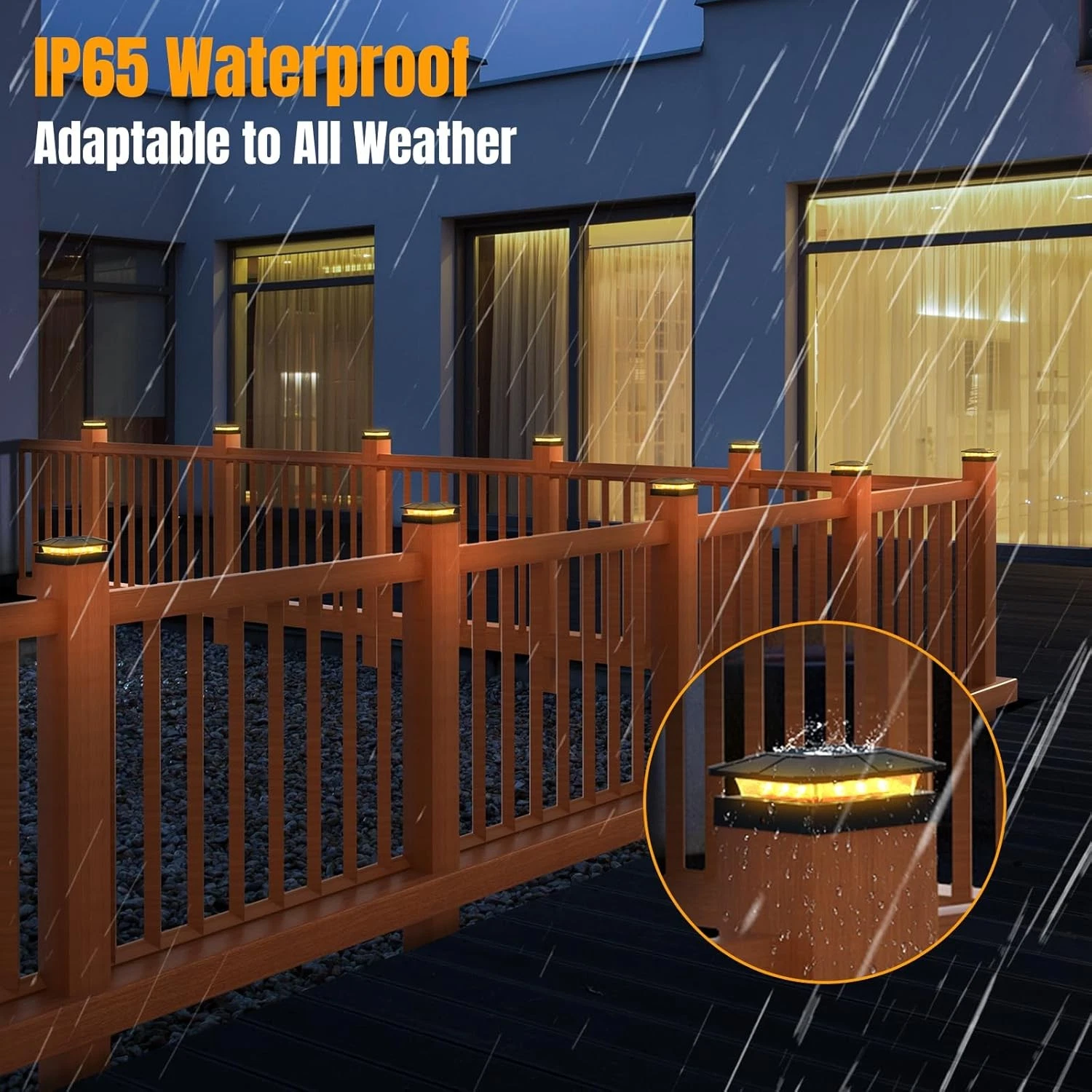 4x4 Solar Post Cap Lights, 8Packs Fence Post Solar Lights with with 3 Lighting Modes, Fit 4x4 Wood/Vinyl Posts, Waterproof Outdoor Deck Post Light for Patio, Fence, Porch
