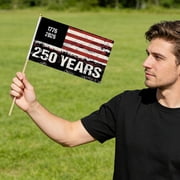 250 Years America Stick Flag, 250 Anniversary Small Handheld Flag for USA Patriotic Freedom, 1776-2026 Independence Day Party Favors Supplies Celebration Parades Decor