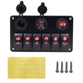 thumbnail image 1 of DC 12-24V Boat Marine Rocker Switch Panel LED Dual USB Socket Charger 1A&2.1A Voltmeter for Car RV Truck Camper GPS Mobiles, 1 of 6