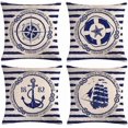thumbnail image 1 of Set of Ocean Navigation Pillow Cases, Throw Cushion Cover Cotton Linen Pillowcase Home Decoration,45x45cm, 1 of 4