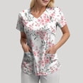 thumbnail image 6 of COMVALUE Cozy Fit Plus Size Scrub Shirts Medical Uniforms Tops Print Scrubs with Design (Light Pink, XL), 6 of 8