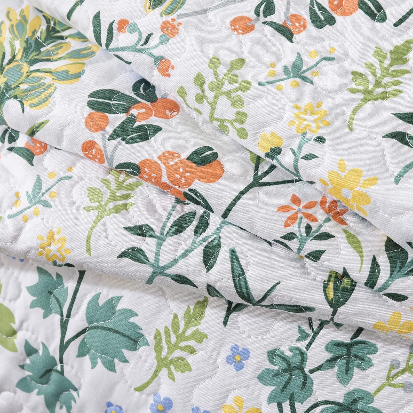 EWAYBY 3-Pieces Green Floral Quilt Sets, King