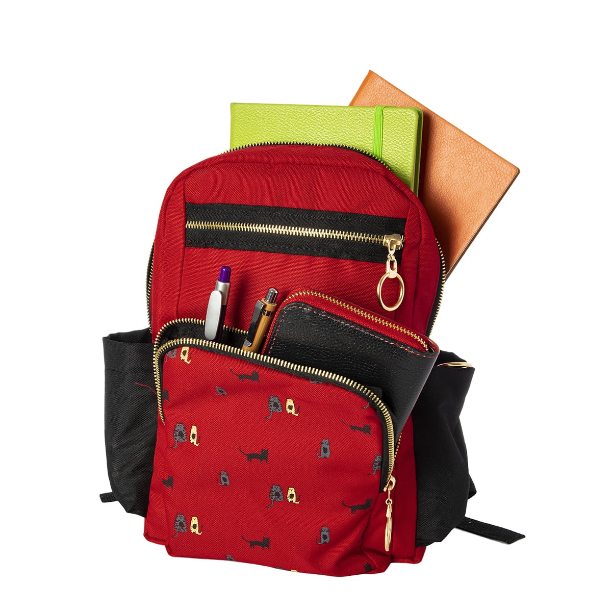 red designer backpack