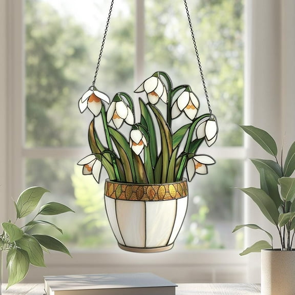 Snowdrop Acrylic Suncatcher Window Hanging, Snowdrop Ornaments, Snowdrop Decor, Snowdrop Gifts For Women Men, Snowdrop Pot Ornaments