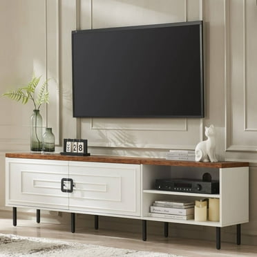 MARNUR 71" TV Stand for TVs up to 80", Entertainment Center with Storage for Living Room, Farmhouse Style, White