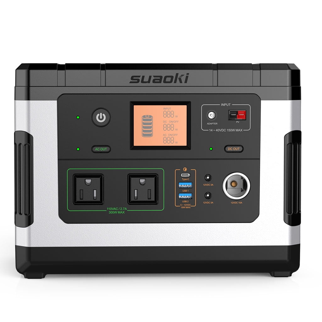 Suaoki G500 Portable Power Station Portable Lithium 500Wh Rechargeable Solar Generator With 300W Pure Sine Wave AC, 12V DC, 12V Car, USB/Type-C Quick