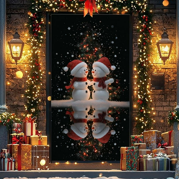 Cortina Navideña para Puerta | Tela de Poliéster de Alta Densidad | Impermeable | No Se Arruga | Estampado Navideño de Alta Definición | Resistente a La Decoloración | Gruesa | Presilla para Colgar S