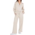 thumbnail image 1 of XINQIHANG Womens 2 Piece Sweatsuits Lounge Joggers Sets Half Zip Sweatshirts with Wide Leg Sweatpants 2023 Fall Outfits, 1 of 7