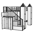thumbnail image 6 of Bunk Bed with Stairs and Storage, Twin Over Twin Bunk Beds with Wardrobe, Heavy-Duty Metal Castle-Shaped Bunk Beds Frame, No Box Spring Needed-Black+White, 6 of 9