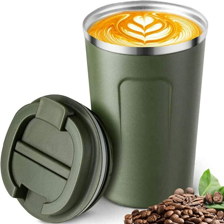 MOMSIV 12oz Travel Mug, Insulated Coffee Cup with Leakproof Lid, Vacuum  Stainless Steel Double Walled Reusable Tumbler for Hot and Cold Water  Coffee and Tea In Travel and Car (Green-380ml) : Home & Kitchen 