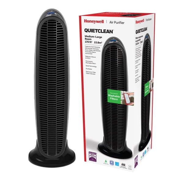 Honeywell Air Purifier, HFD140, 825 sq ft, ifD Particle Washable Filter, Allergen, Smoke, Pollen, Dust Reducer