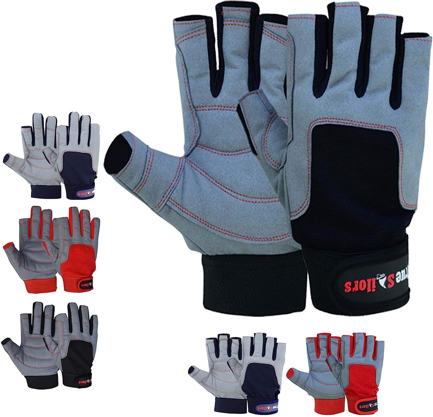 True Sailors Sailing Gloves with 3/4 Finger and Grip for Men and Women
