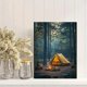 thumbnail image 2 of Qisvanset Framed Canvas Wall Art 12x16 Inch Retro Campfire Tent Forest Nature Canvas Art, 2 of 5
