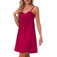 thumbnail image 4 of INSPIRE CHIC Women's Lingerie Ruffle Sleeveless Soft Nightgown V Neck Chemise Loungewear XL Red, 4 of 6