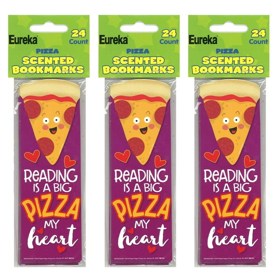 Eureka Pizza Scented Bookmarks, 24 Per Pack, 3 Packs