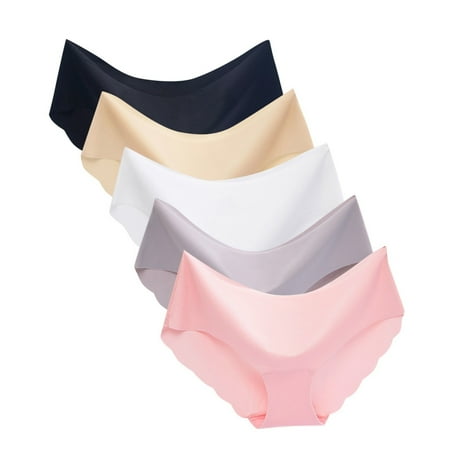 Breathable Non- Solid 5PC Color Sexy Midwaist Ice Silk Underwear Women s Submissive Lingerie Leather
