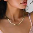 thumbnail image 2 of Bestyle 18K Gold Plated Choker Necklace for Women, 5mm Flat Herringbone Snake Chain Necklace Jewelry for Everyday Wear Birthday, 2 of 6