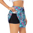 thumbnail image 3 of Lsque Wls And Flowers Printed Women's Running Shorts with Liner Pockets,Elastic Quick Dry Workout Athletic Gym Yoga Shorts,Womens High Waist Shorts-, 3 of 9