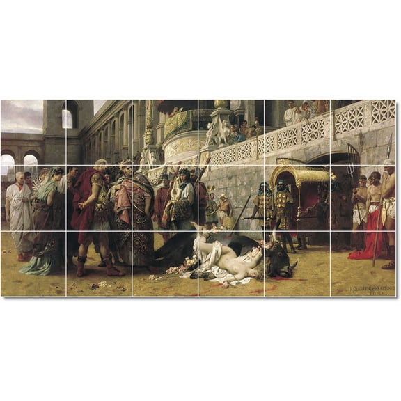Ceramic Tile Mural-Henryk Siemiradzki Historical Tile Mural Home Renovations Design Idea. 72" w x 36" h using (18) 12 x 12 ceramic tiles