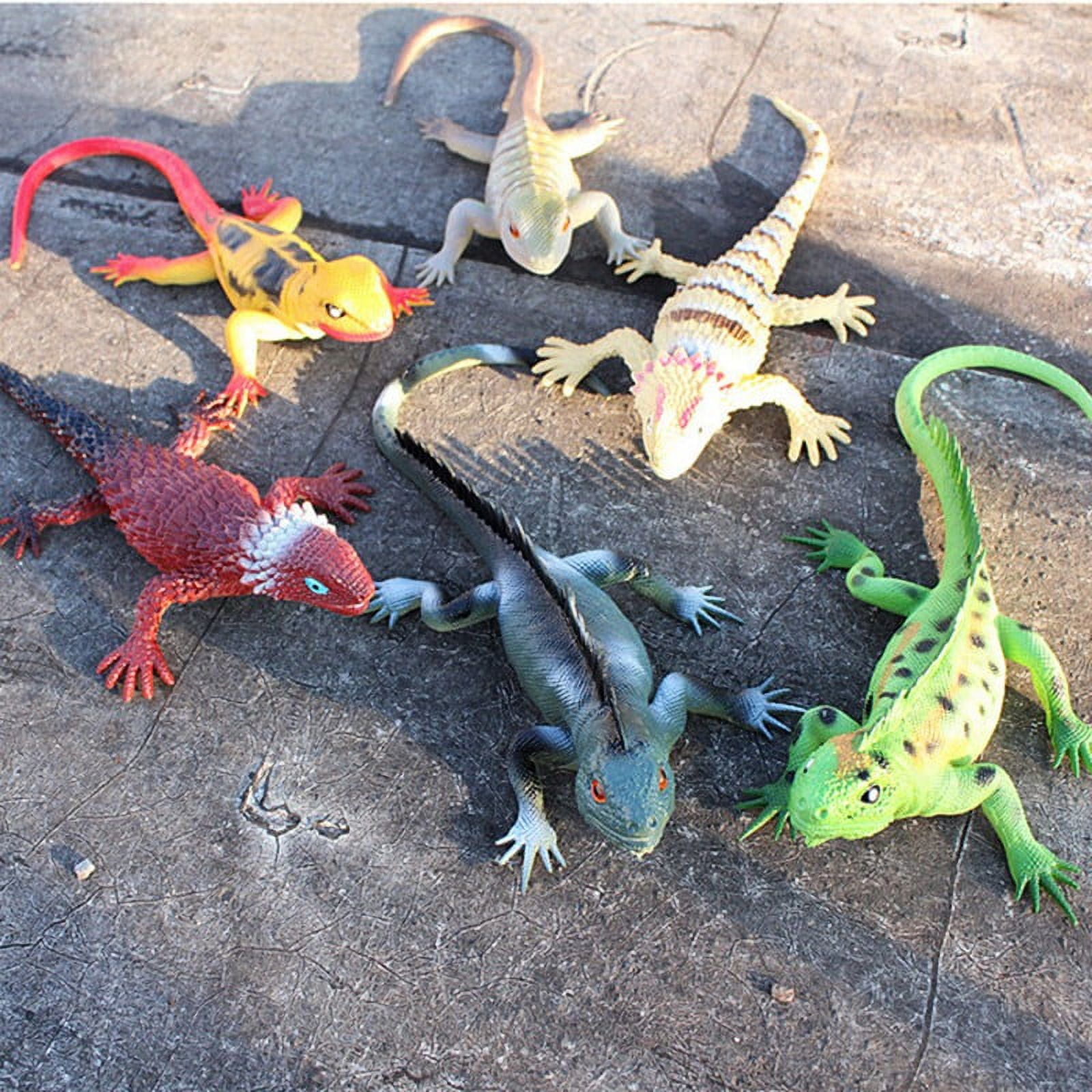 Rubber Lizard 5 Pcs Colorful Fake Lizard Reptile Toys Vivid Soft Rubber Lizard Figure Zoo Reptile Toy Collection Prop Kids Toy Gift