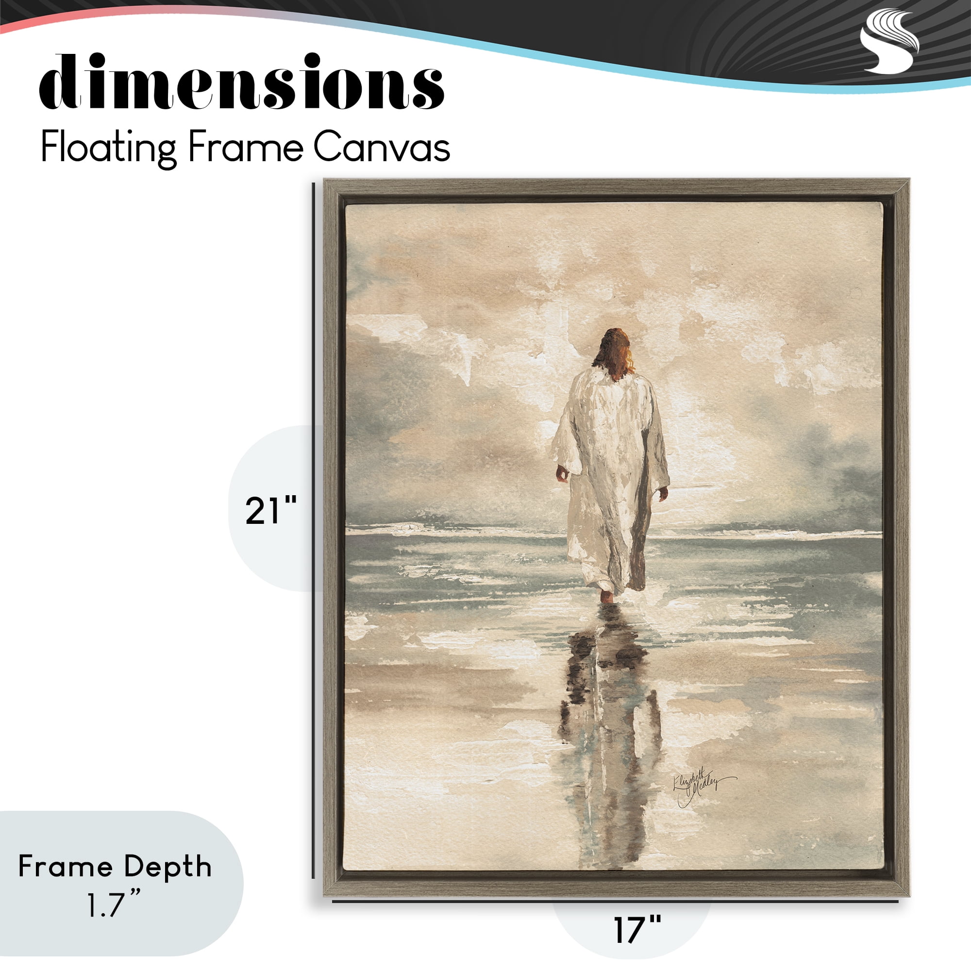 Stupell Industries Jesus Calms The Sea Brown Framed Floater Canvas Wall Art, design by Elizabeth Medley