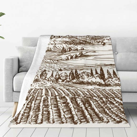Rateoe Vineyard Landscape 1 Print Fuzzy Fleece Throw Blanket Extra Large,Super Soft,Fluffy and Warm Blankets for Couch,Bed,All Season Use (40"x30")