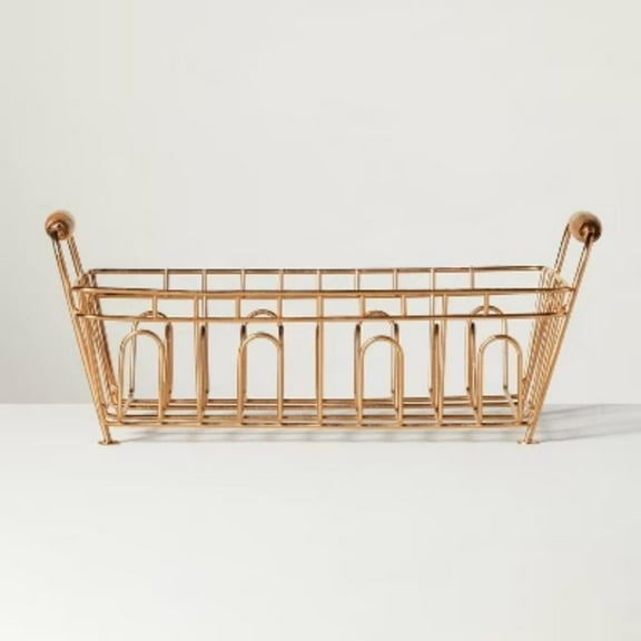 Metal Drying Rack Copper Finish : Freestanding Iron & Wood, Countertop Kitchen Organizer