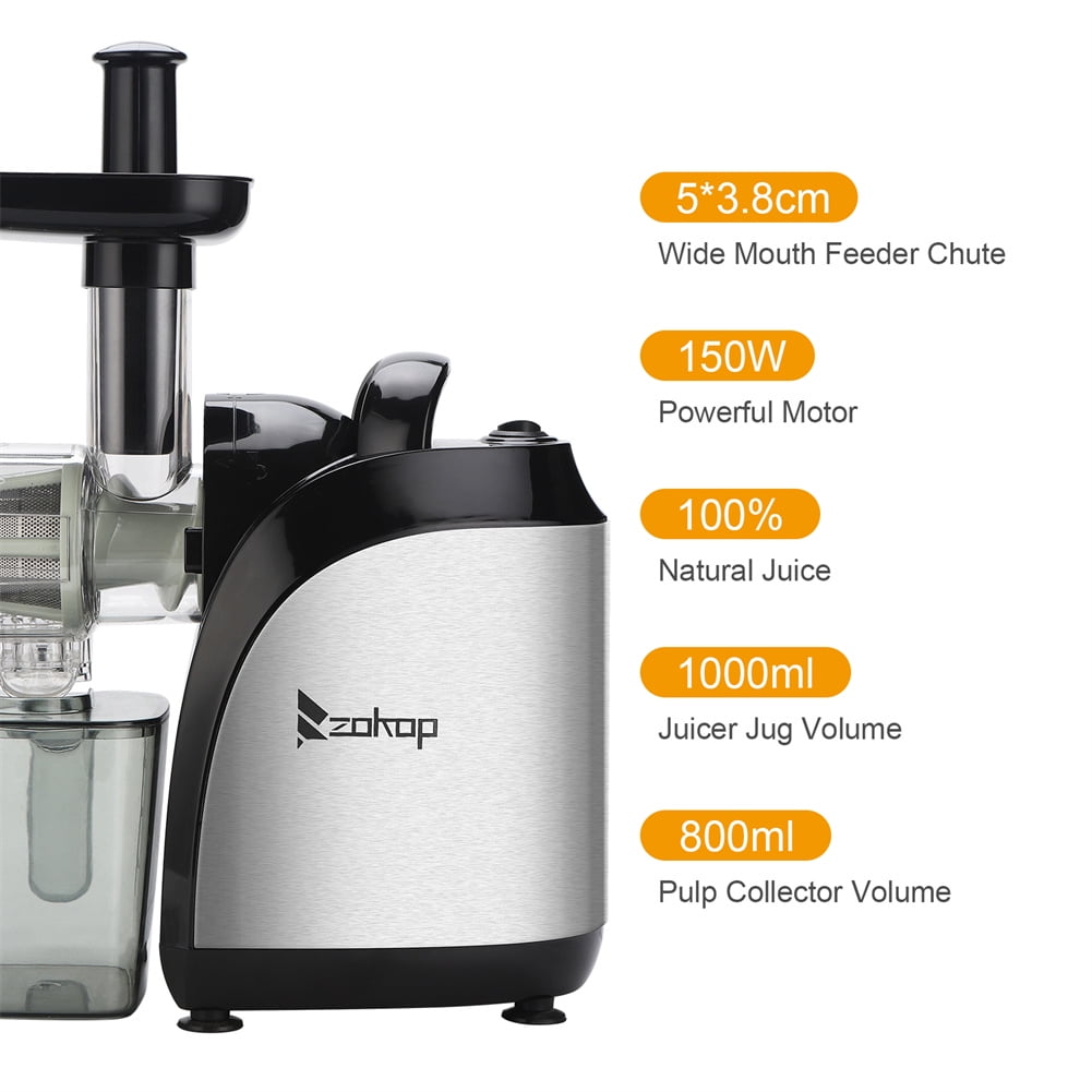 Masticating Juicer Machine With 800ml Juice Cup 1000ml Pomace Cup 2