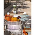thumbnail image 4 of Rustic Blue Brown Fall Outdoor Tablecloth - 60 Inch Round Dining Table Cover, Thanksgiving Orange Pumpkins Waterproof Outdoor Table Cloth with Umbrella Hole & Zipper for Picnic/Patio/Party, 4 of 5