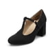 thumbnail image 1 of DREAM PAIRS Zapatos de Tacón Bajo Grueso con Tira en T para Mujer Negro 7, 1 of 6