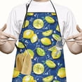 thumbnail image 2 of Yellow Lemon Fruit Slices Blue Pattern Apron-Garden Aprons for Women with Pockets-Cotton Linen Waterproof Kitchen Cooking Gardening Aprons Adjustable for Kitchen,Cooking,BBQ and Salon 33x27 Inch, 2 of 7