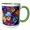 Green/White, variant on 3drose, Pretty Colorful Pansy Flower Pattern, 11oz Two-tone Black Mug