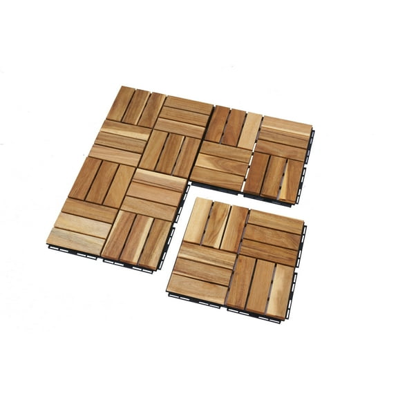 ENYOPRO Interlocking Deck Tiles, 20-Piece 12x12 Inch Waterproof Outdoor Patio Deck Tiles, Acacia Wood Snap-Together Flooring for Poolside, Balcony, Garden & Backyard