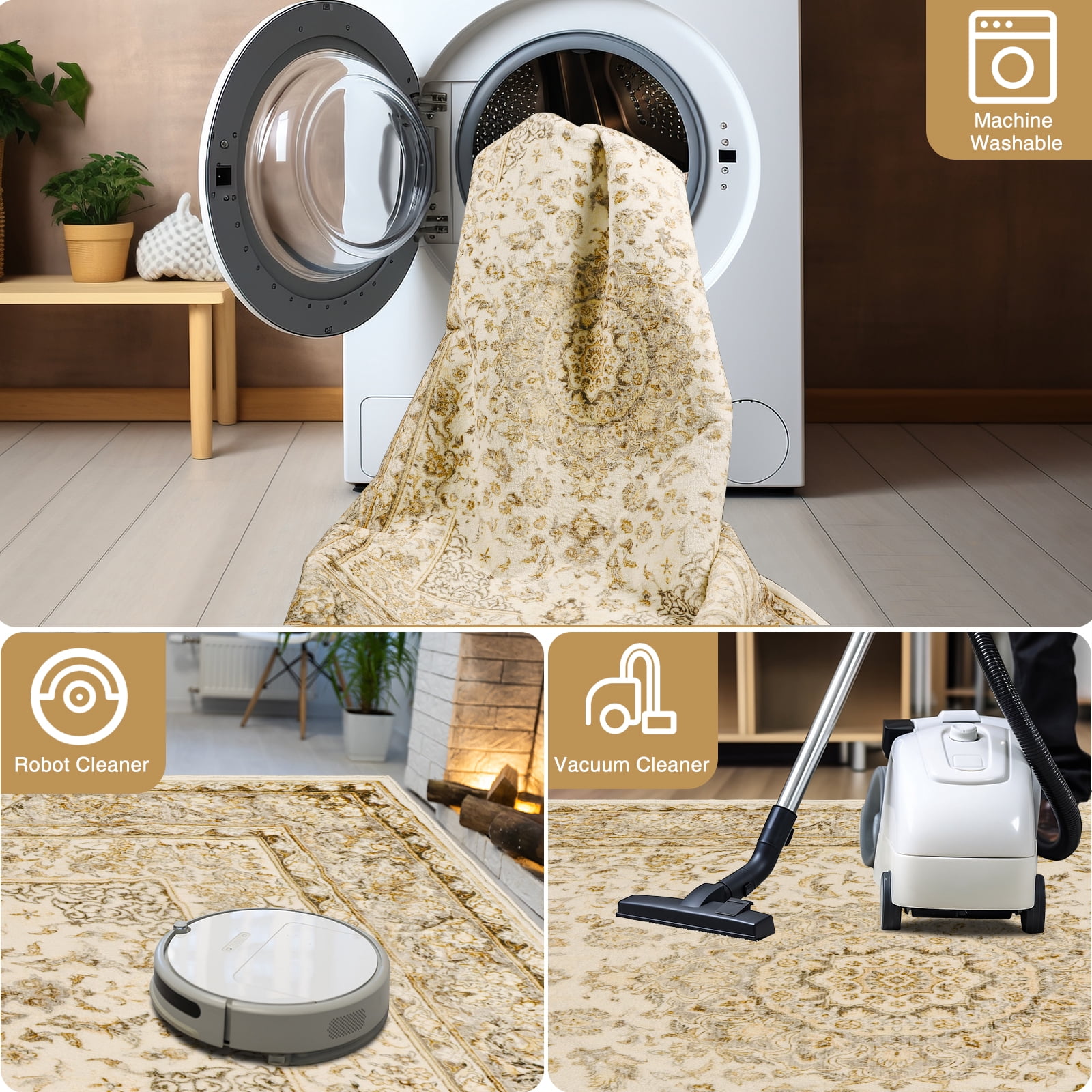 6.7x9ft Area Rug for Living Room Washable Rug for Bedroom Kitchen Dining Room Rugs Non-Slip Home Decor Carpet Faux Wool Rug Modern Art Ultra Soft Area Rug