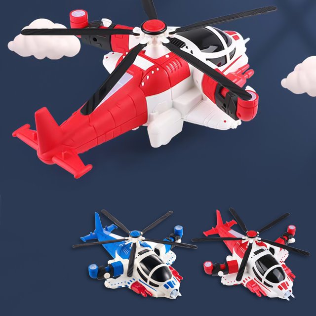 Sentmoon Jouets pour Garçons Avion de Chasse Armé pour Enfants Transformable Jouet Hélicoptère à Roue Universelle Rotation à 360 Degrés Son et Musique Jouets pour Filles Économies d'Automne