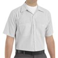 thumbnail image 1 of Red Kap Camisa de trabajo industrial a rayas para hombre, manga corta, color blanco y carbón, 1 of 3