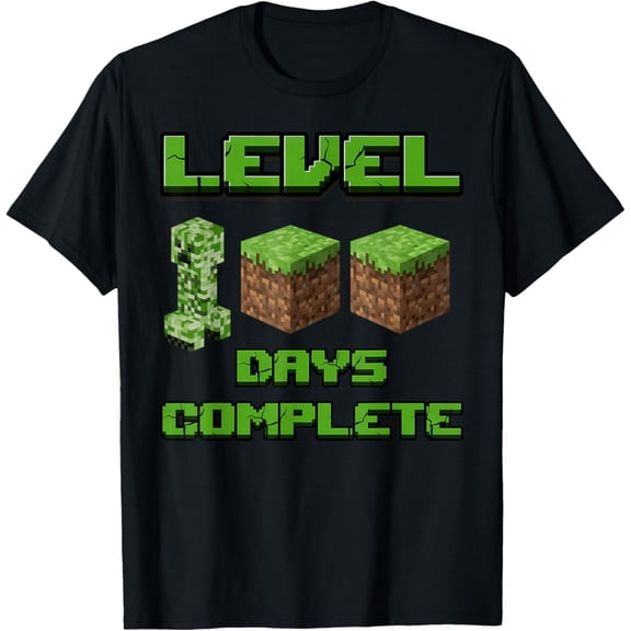 Hot Trending Level 100 Days Complete Gaming Pixel 100th Days Of School T-Shirt Vintage Tee -Birthday Gifts