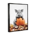 thumbnail image 4 of Stupell Industries Pig & Autumn Leaves Holiday Painting Black Floater Framed Canvas Art Print Wall Art, 17 x 21, 4 of 10