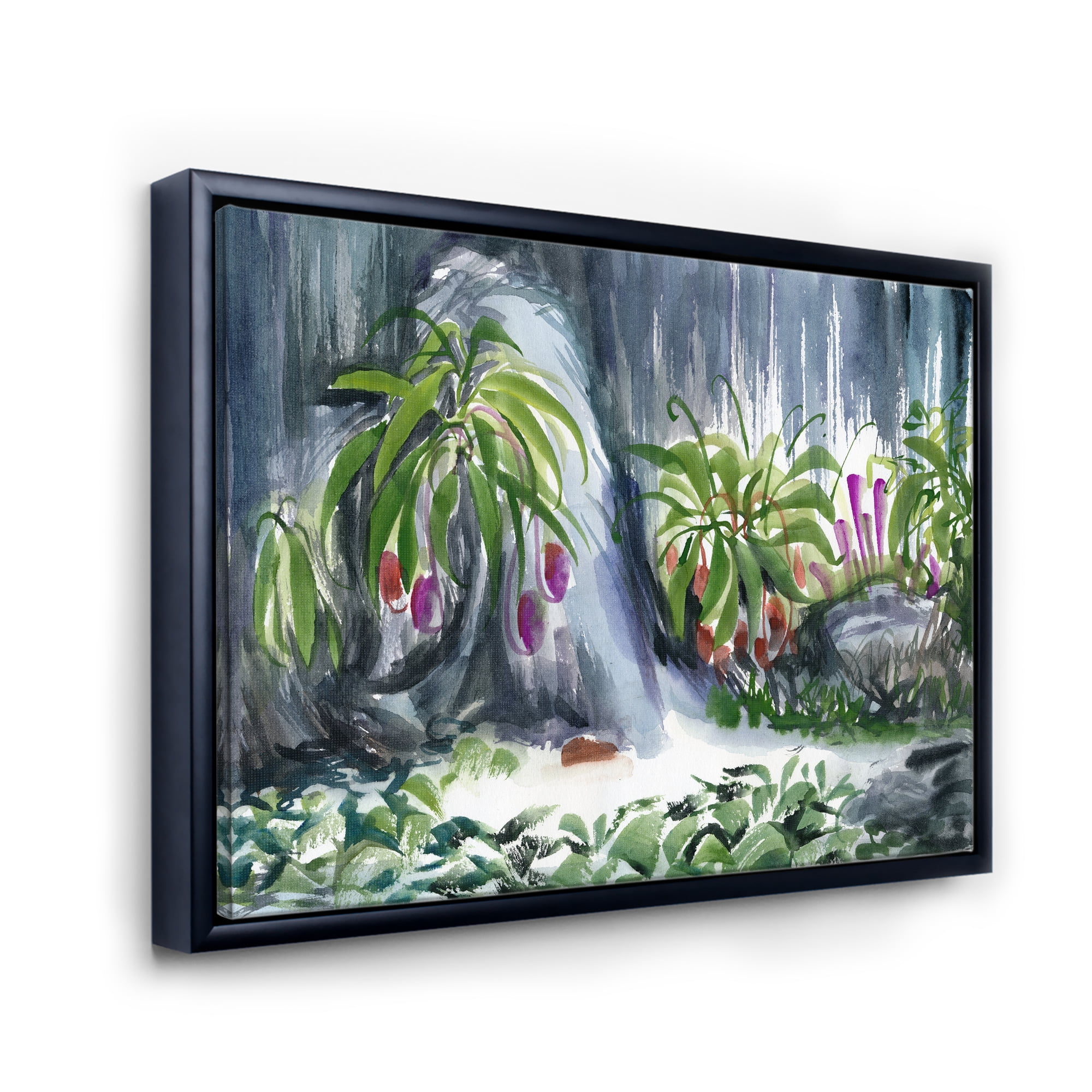 Designart 'Abstract Tropical Plants Oasis' Farmhouse Framed Canvas Wall Art Print