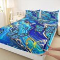 thumbnail image 3 of Manfei Blue Butterfly Bed Sheets Full, Cute Wildlife Bedding Full Size, Modern Marble Bedroom Set, Super Cozy Bedroom Decor, Top Sheet + Fitted Sheet + Pillowcase, 3 of 7